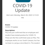 Campus cell phone alert for COVID-19